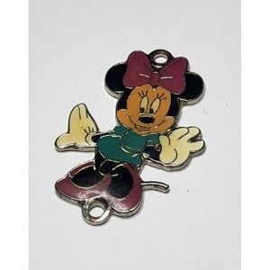 Disney Minnie Mouse Charm Pendant with Tail Arms Out Blue Dress Colorful